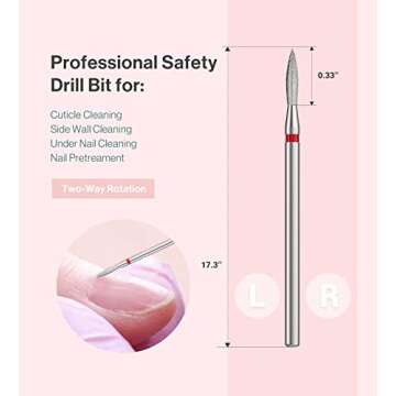 MelodySusie 2mm Flame Shape Cuticle Clean Nail Drill Bit 3/32'', Professional Safety Carbide Diamond Under Nail Cleaner for Cuticle Dead Skin Nail Prepare, Beginners Bits, Series Bit-S, Fine