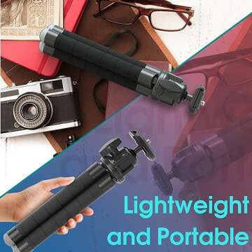 UBeesize Flexible Tripod with Quick-Release Plate for Camera and Cellphone, Mini Tripod Stand with Remote and Clip for Video Recording, Vlogging, Compatible with Smartphones,Gopro, Webcam