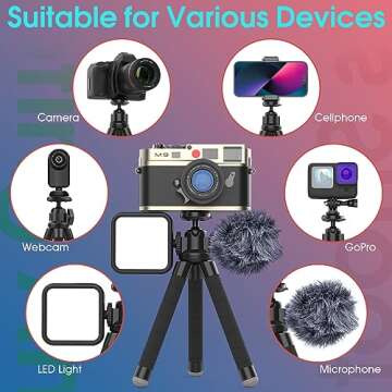 UBeesize Flexible Tripod with Quick-Release Plate for Camera and Cellphone, Mini Tripod Stand with Remote and Clip for Video Recording, Vlogging, Compatible with Smartphones,Gopro, Webcam