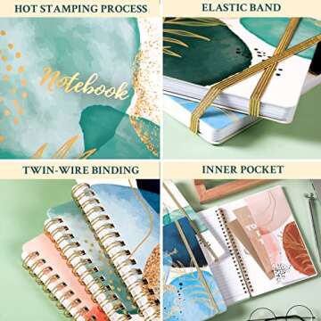 A5 Spiral Notebooks 3 Pack for School and Office Supplies