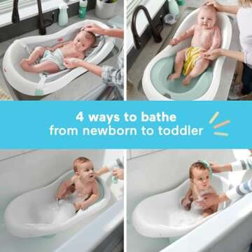 Fisher-Price Baby to Toddler Bath 4-in-1 Sling ‘N Seat Tub with Removable Infant Support and 2 Toys
