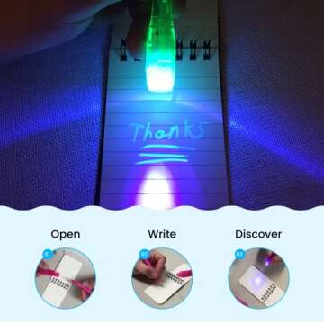 JOYRANGE 12-Pack Party Favors for Kids - Invisible Ink Pens (12) Top Secret Notepads (12) Secret Agent ID Card Holder (12) Great Idea for Party Favors and Games, Grab Bags, Birthday Party Favors