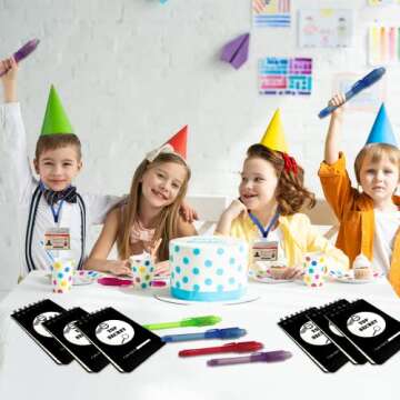 JOYRANGE 12-Pack Party Favors for Kids - Invisible Ink Pens (12) Top Secret Notepads (12) Secret Agent ID Card Holder (12) Great Idea for Party Favors and Games, Grab Bags, Birthday Party Favors