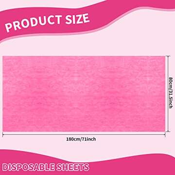 100 Pieces Disposable Bed Sheets Non-woven Spa Fabric Sheets Waterproof Massage Table Sheets Oil Proof Bed Cover for Travel Spa Tatto Hotel Salon, 31.5 x 71 Inch (Pink)