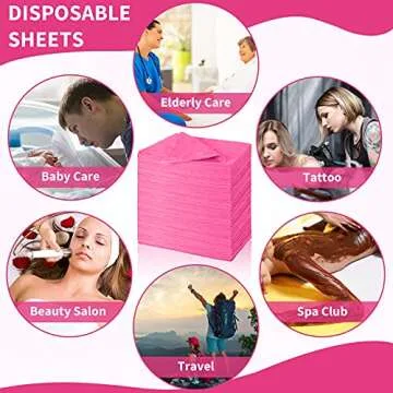 100 Pieces Disposable Bed Sheets Non-woven Spa Fabric Sheets Waterproof Massage Table Sheets Oil Proof Bed Cover for Travel Spa Tatto Hotel Salon, 31.5 x 71 Inch (Pink)