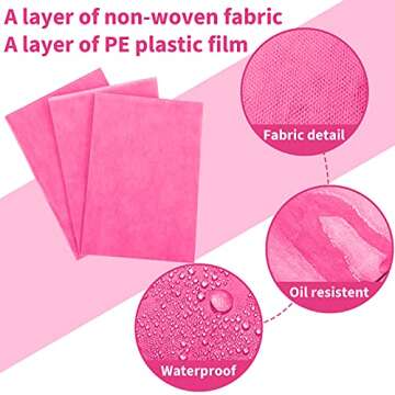 100 Pieces Disposable Bed Sheets Non-woven Spa Fabric Sheets Waterproof Massage Table Sheets Oil Proof Bed Cover for Travel Spa Tatto Hotel Salon, 31.5 x 71 Inch (Pink)