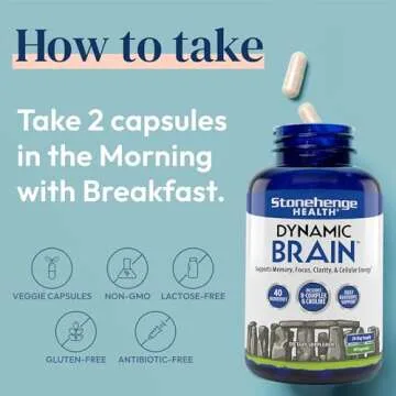 Stonehenge Health Dynamic Brain Supplement – Memory, Focus, & Clarity– Formulated with 40 Unique Nootropic Ingredients: Choline, Phosphatidylserine, Bacopa Monnieri, and Huperzine A