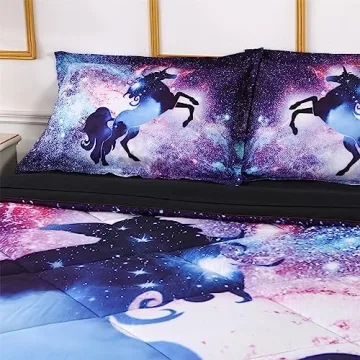 Wowelife Unicorn Comforter Set Colorful Bedding for Kids