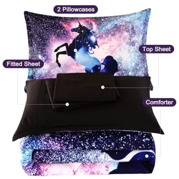 Wowelife Unicorn Comforter Set Colorful Bedding for Kids