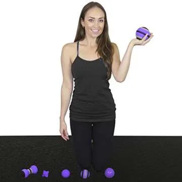 Posture Magic Massage Ball Kit for Myofascial Trigger Point Release & Deep Tissue Massage - Set of 6 - Large Foam/Small Foam/Lacrosse/Peanut/Spiky/Hand Exercise Ball (Purple)