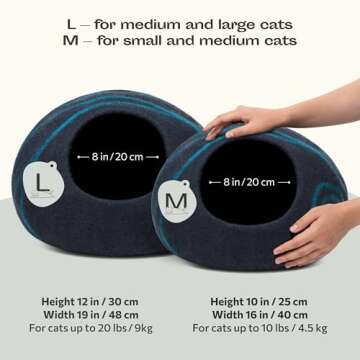 MEOWFIA Cat Cave – Premium Felt Cat Bed for Indoor Cats, Handmade 100% Merino Wool (Dark Shades) (...