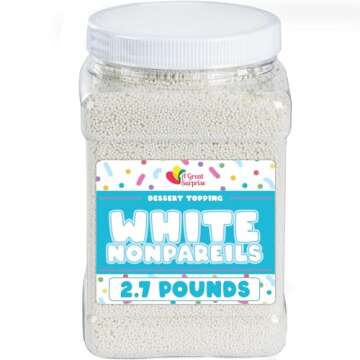 White Pearl Sprinkles - 2.7 Pounds - Bulk White Nonpareils Jimmies - Toppings for Bridal Sprinkles - Tiny Pearls for Cakes, Cookies, Cakepops