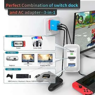 Mirabox Portable Switch Dock Charger for Nintendo Switch - 36W TV Docking Station with 4K HDMI, USB-...