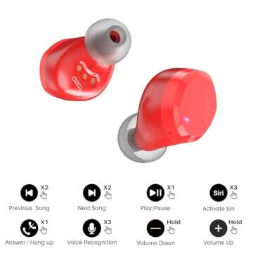 TOZO T12 (Large Ergonomic Edition) Wireless Earbuds Bluetooth 5.3 Headphones Premium Sound Performance Touch Control LED Digital Display Wireless Charging Case Earphones
