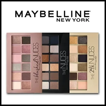 Maybelline The Blushed Nudes Eyeshadow Palette Makeup, 12 Pigmented Matte & Shimmer Shades, Blendable Powder, 1 Count