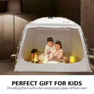 RIYDH Bed Tent Bed Canopy Queen Size for Adult and Kids - Portable Sleeping Tents Indoor Dream Tents 80% Blackout with String Light 3 Doors Breathable Privacy Space Tents…