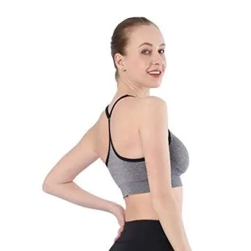 AKAMC Women's Removable Padded Sports Bras Medium Support Workout Yoga Bra 3 Pack,White/Blue/Black,X-Large