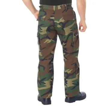 Vintage Military Paratrooper Cargo Pants In Woodland Camo