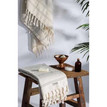 DEMMEX Oversized Ultra Soft Turkish Bath and Beach Towel - 100% Organic Cotton, Lightweight Quick-Dr...