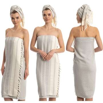 DEMMEX Oversized Ultra Soft Turkish Bath and Beach Towel - 100% Organic Cotton, Lightweight Quick-Dry, Prewashed, Diamond Weave, Oeko-TEX Certified, 71x36 - Luxury Beach, Spa, Bathroom Use, Gray