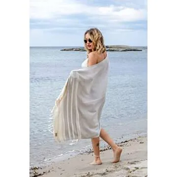 DEMMEX Oversized Ultra Soft Turkish Bath and Beach Towel - 100% Organic Cotton, Lightweight Quick-Dry, Prewashed, Diamond Weave, Oeko-TEX Certified, 71x36 - Luxury Beach, Spa, Bathroom Use, Gray