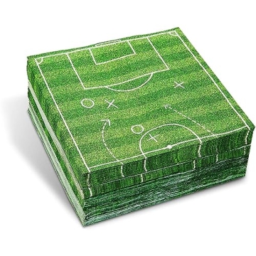BLUE PANDA - Soccer Party Paper Napkins for Sports Birthday (6.5 x 6.5 In, 100 Pack)