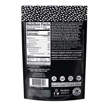 Suncore Foods – Activated Charcoal Coconut Supercolor Powder, 5oz Each (1 Pack) – Natural Activated Charcoal Coconut Food Coloring Powder, Plant Based, Vegan, Gluten Free, Non-GMO