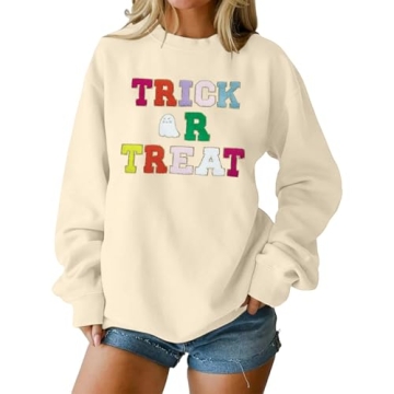 TAOHONG Halloween Ghost Sweatshirt for Women Cozy Style