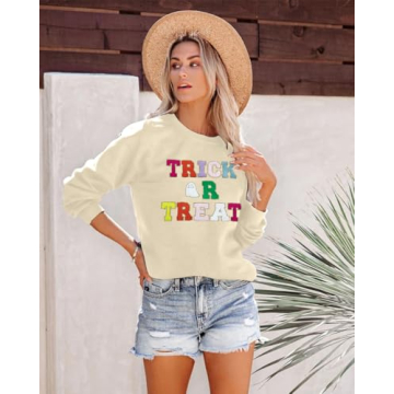 TAOHONG Halloween Ghost Sweatshirt for Women Cozy Style