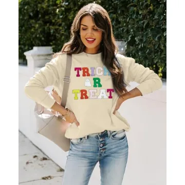 TAOHONG Halloween Ghost Sweatshirt for Women Cozy Style