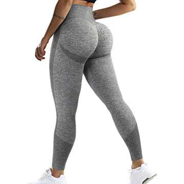 OMKAGI Women Scrunch Butt Lifting Leggings Seamless High Waisted Workout Yoga Pants(M,590-Gray)