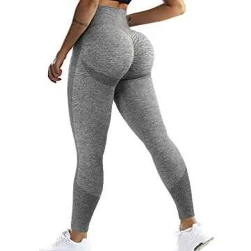 OMKAGI Women Scrunch Butt Lifting Leggings Seamless High Waisted Workout Yoga Pants(M,590-Gray)