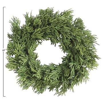 Creative Co-Op Artificial Cedar Wreath, 10", Green
