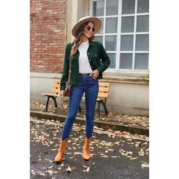 Stylish Zeagoo Cropped Corduroy Shacket for Women