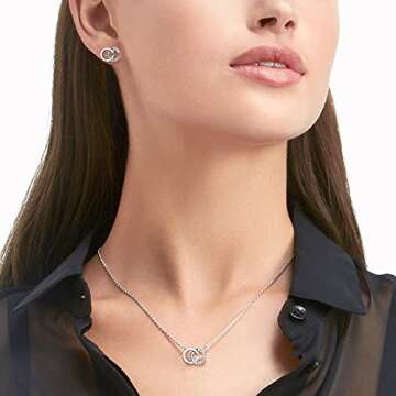 Bodytrend Double C Silver Pendant - Necklace - Silver Rose Gold Plating - Brilliant Cut Simulated Diamond Zirconia
