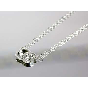 Bodytrend Double C Silver Pendant - Necklace - Silver Rose Gold Plating - Brilliant Cut Simulated Diamond Zirconia