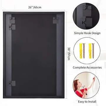 Koonmi 26x38 Black Bathroom Mirror for Walls