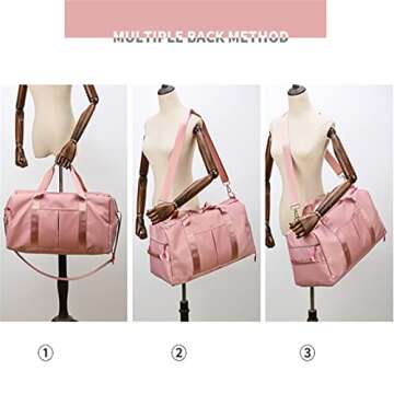 Small Gym Bag for Women and Men,Workout Sports Weekend Bag for Getaway,Waterproof Dufflebag with Shoe and Compartments (Black)