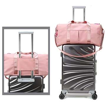 Small Gym Bag for Women and Men,Workout Sports Weekend Bag for Getaway,Waterproof Dufflebag with Shoe and Compartments (Black)