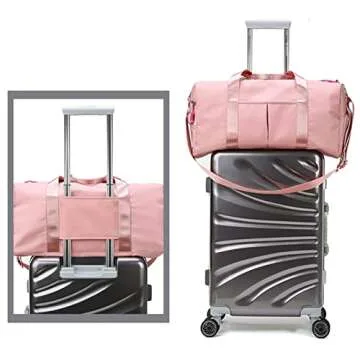 Small Gym Bag for Women and Men,Workout Sports Weekend Bag for Getaway,Waterproof Dufflebag with Shoe and Compartments (Black)