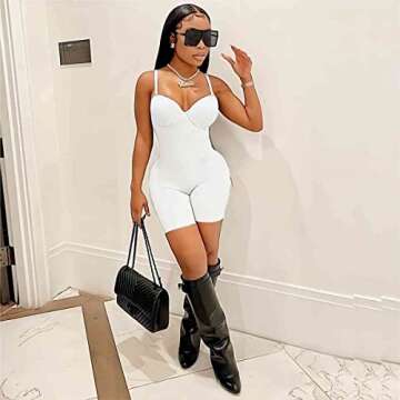Trendy White Shorts Jumpsuit for Women - Perfect for Parties