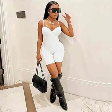 Trendy White Shorts Jumpsuit for Women - Perfect for Parties