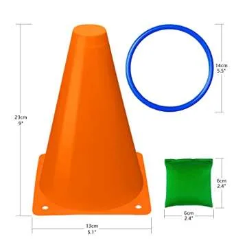 Eocolz 3 in 1 Carnival Games Set, Soft Plastic Cones Bean Bags Ring Toss Games for Kids Birthday Party Outdoor Games Supplies Combo Set