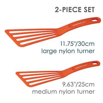 Rachael Ray KitchenTools and Gadgets Nylon Cooking Utensils / Spatula / Fish Turners - 2 Piece, Light Blue