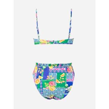 CUPSHE Women Swimsuit Bikini Set High Waisted Push Up Cheeky Drawstring Two Piece Bathing Suit,S