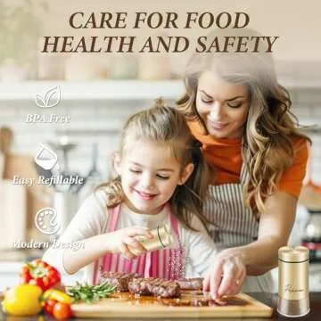 Gold Salt and Pepper Shakers Set, 5 oz Modern Farmhouse Kitchen Decor and Accessories for Restaurant, Wedding, Housewarming Gifts Refillable Design (Gold)