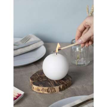 CANDWAX Set of 3 Round Candles Ball 3 inch - Snowball Candles Perfect as Wedding Decorations and as Spherical Candles for Home Decor - Unscented Candles Long Burning - White Candles