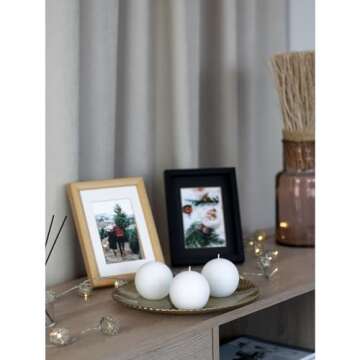 CANDWAX Set of 3 Round Candles Ball 3 inch - Snowball Candles Perfect as Wedding Decorations and as Spherical Candles for Home Decor - Unscented Candles Long Burning - White Candles