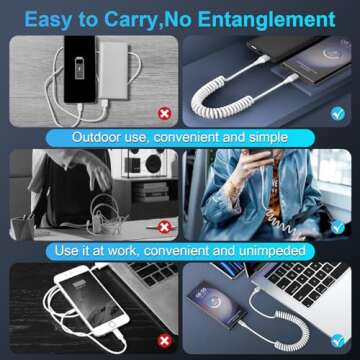 Type C Charger Cable Fast Charging,2Pack 6FT Coiled USB A to Type C Charger Cord Retractable Phone Charger for Samsung Galaxy Z Flip 5,A54,A34,A14,A03S,S23 Ultra,S22,S21,S20,S10 Plus,Pixel 7a,7,6 Pro