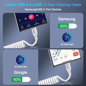 Type C Charger Cable Fast Charging,2Pack 6FT Coiled USB A to Type C Charger Cord Retractable Phone Charger for Samsung Galaxy Z Flip 5,A54,A34,A14,A03S,S23 Ultra,S22,S21,S20,S10 Plus,Pixel 7a,7,6 Pro